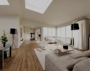 Decoração de sala de estar iluminada